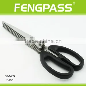 S2-1433 7.5" Plastic Handle and 2CR13 Stainless Steel Multi-Blades Cutting Paper Shredding Herb Scissors thumbnail-1