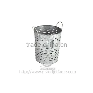 Antique Iron Trash Bin Galvanized Metal Iron Trash Bin thumbnail-6