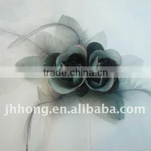 Navy Hair Flower With Feather thumbnail-1