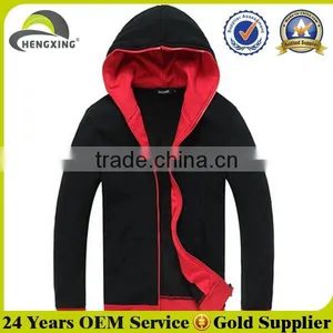 Fashion Zip up Custom Plain Black Hooded Sweatshirt thumbnail-1