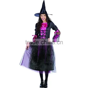 Halloween Sexy Black Spider Witch Xxxxl Fancy Dress Costume for Women With Witch Hat thumbnail-1