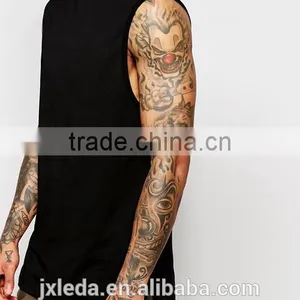 OEM Customize Men Summer Longline Sleeveless Turtle Neck Black Plain T-shirt thumbnail-3