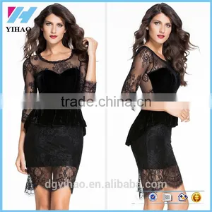 2016 OEM Customized Black One Piece Fashion Office Lady Women Dress Womens Wear thumbnail-1