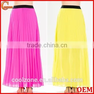 Partially Lined Perfect Pleated Long Skirt Sexy Chiffon Maxi Skirts thumbnail-1