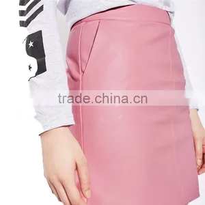 2017 OEM Spring Fashionable PU Cute Short Wrap Skirt With Side Pockets thumbnail-2