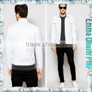 Soild White Plus Size Denim Silver Button Jacket for Mens thumbnail-3
