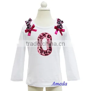 Girls Hot Pink Leopard 3rd Birthday White Long Sleeves Tee 1-7Y thumbnail-1