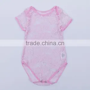 Short Sleeve Flower Knitted Toddler Girl Bodysuit for Summer thumbnail-1