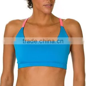 Custom Blue Wholesale Padding Bra Ladies Gym Apparel thumbnail-2