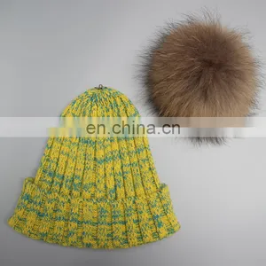 Custom Ladies Winter Hat With Fur Pom Pom thumbnail-6
