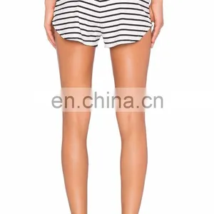 Black and White Stripe Custom Ladis Compression Shorts thumbnail-4