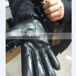 Winter Black Genuine Fashion Men Leather Sheepskin Glove thumbnail-1