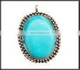 Oval Shape Brass Big Turquoise Resin Pendant thumbnail-1