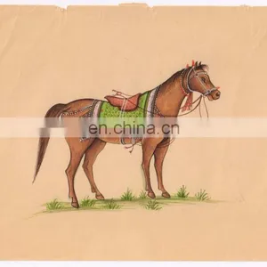Handmade Miniature Painting Animal Horse Hand Painted Watercolor Original Paper Painting thumbnail-1