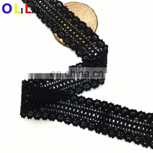 OLCT2168 4cm Fashion Black African Cotton Tulle Crochet Guipure Lace for Ladies thumbnail-1