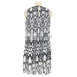 Crinkle Chiffon Monochrome Print Young Lady Dress thumbnail-2