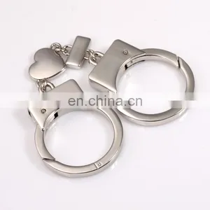 Mini Handcuff Shaped Promotional Zinc Alloy Silver Metal Handcuffs Key Chain thumbnail-2