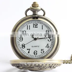 Fashion Retro Bronze Hollow Carved Dolphin Unisex Pocket Watch thumbnail-1