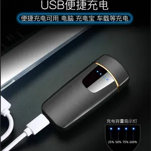 Usb Fingerprint Electric Lighter Dual Side Ignition Heating Coil Gray thumbnail-2