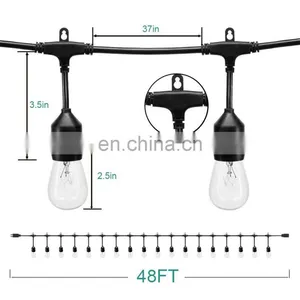 Outdoor String Light 48FT S14 LED Bulbs E26 E27 for Holiday Garden Patio Christmas Use Fairy String Light thumbnail-1