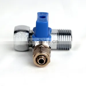3/8 Inch Three-Way Ball Valve With Quick Connect and Adjustable Nut Brass Valves thumbnail-2