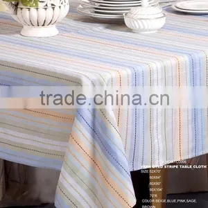 Custom Best Sell Easy Cleaning Yarn Dyed Stripe Table Cloth thumbnail-1