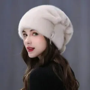 Faux Mink Fur Beret Hat thumbnail-1