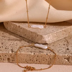 Two-Tone Rose Gold & Silver Plated Stainless Steel Necklace 18-inch Hypoallergenic Bulk Supplier thumbnail-2