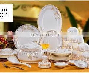 56 Pcs Handmade New Design Ceramic and Porcelain Dinner Plate Set thumbnail-1