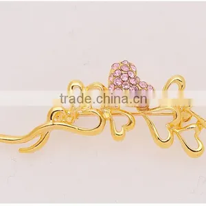 Elegant Crystal Diamond Peach Pin Brooch Gold-plated Fashion Scarf Buckle thumbnail-5