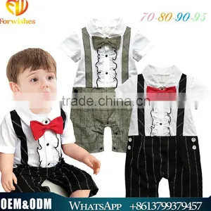 New Arrival Gentleman Kids Clothes Cute Baby Boy Cotton Jumpsuits Breathable Handsome Boy Clothing Tie Lace Strap Baby Rompers thumbnail-1