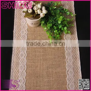 30*180cm Burlap Lace Hessian Jute Country Outdoor Wedding Party Decoration Table Runner Quality Choice thumbnail-1