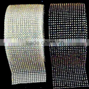 Flexible Crystal Rhinestone Strass Trimming Mesh, Elastic Stretch Crystal Rhinestone Strass Trimming Rolls Sheet thumbnail-4