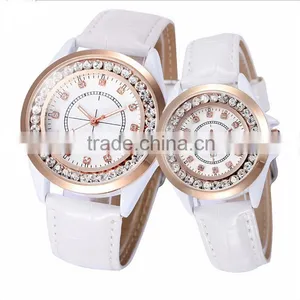 Upscale Leather Couple Watch Diamond Pair Watch thumbnail-1