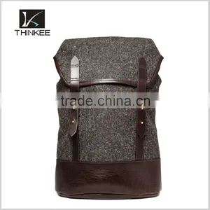Backpack Canvas Rucksack Fashion Design Leather Strap Outdoor Mens Backpack thumbnail-1