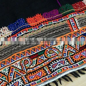 Antique Rabari Scarve Vintage Rabari Throw Gypsy Kutch Wool Throw Handmade Rabari Shawl Indian Rabari Wall Hanging Tapestry thumbnail-3