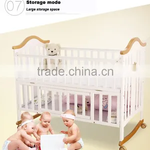 Baby Furniture Wood Children Bed Wooden Baby Cribs Pine Toddler Bed thumbnail-6