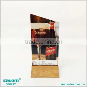 Double-Side Acrylic/Natural Material Wood Bar Menu Holder thumbnail-2