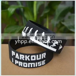 Custom Design Parkour I Promised Silicone Wristband Bracelets for Sport Adult Size 1" Wide thumbnail-2