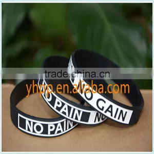 Custom Motivational NO PAIN NO GAIN Silicone Wristbands Bracelet thumbnail-1