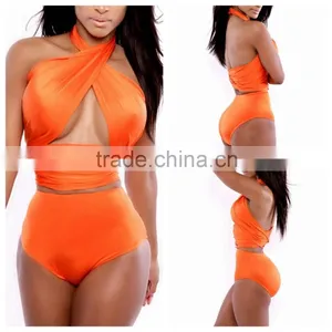 2016 A-bomb High Waist Criss Cross Vintage Bikini Set for Women for Big Busts Without Padded thumbnail-3