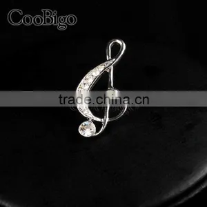 Fashion Jewelry Charming Rhinestone Musical Note Cuff-Link Silver Unisex Party Wedding Gift Promotion Apparel Accessories thumbnail-1