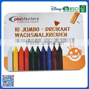 2016 Wholesale 10 Colors Triangle Crayon in Paer Box With Logo Printed Crayon for School Students thumbnail-4