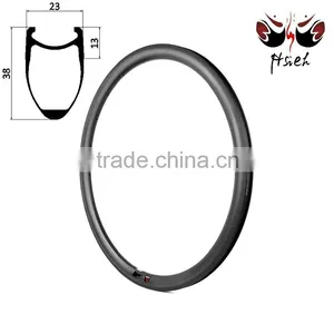 700C 20.5mm / 23mm / 25mm Width Clincher Carbon Rims 38mm Deep, Factory Clincher Carbon Rims Tubeless Compatible thumbnail-1