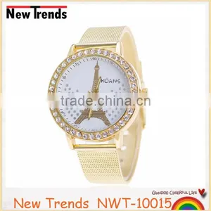 2016 Fashion Gold Mesh Band Rhinestone Tower Watch for Women thumbnail-1