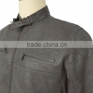 New Washed PU Jacket Fashion Men Leather Jacket thumbnail-4