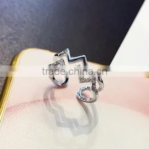 Wholesale Silver or Gold Color Wave Design Stainless Steel Finger Ring for Engagement thumbnail-2