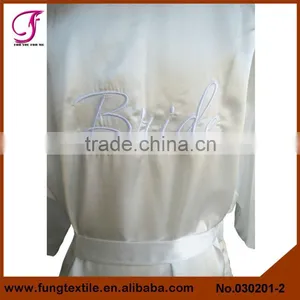 030201 Women Short Design Embroidered Words Silk Kimono Robe thumbnail-4