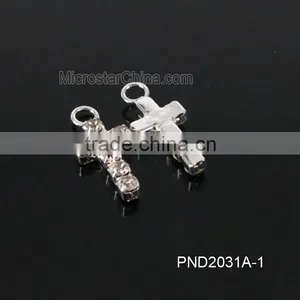 Retro Stylish White Copper Cute Crystal Cross Rhinestone Pendant thumbnail-1