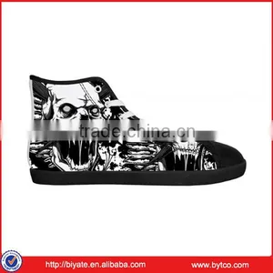 Men's Skull Shoes High Top Canvas Shoes Lace-up Fashion Sneaker thumbnail-1